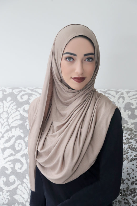 Luxury Jersey Hijab-Tan