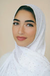 Stone Edge Chiffon Hijab-White