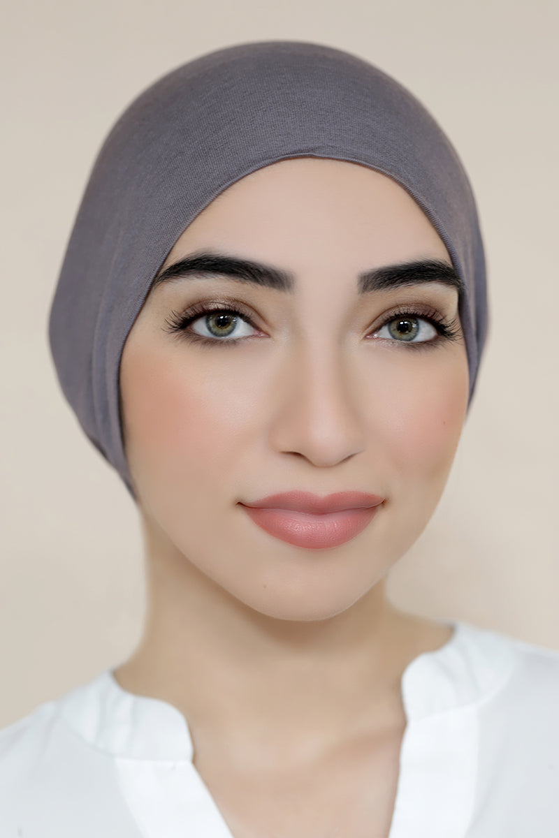 Seamless Tie-Back Bonnet-Dark Gray