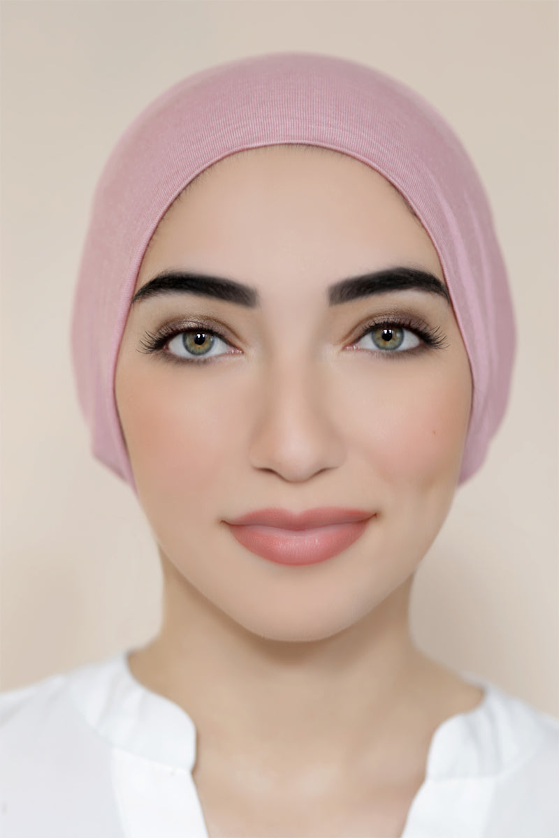 Seamless Tie-Back Bonnet-Rose Pink