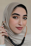 Slit Instant Jersey Hijab-Taupe