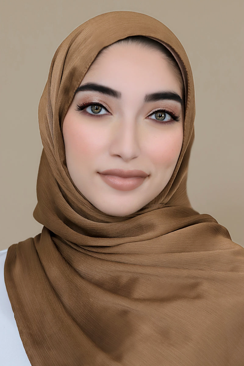 Satin Crinkle Hijab-Bronze