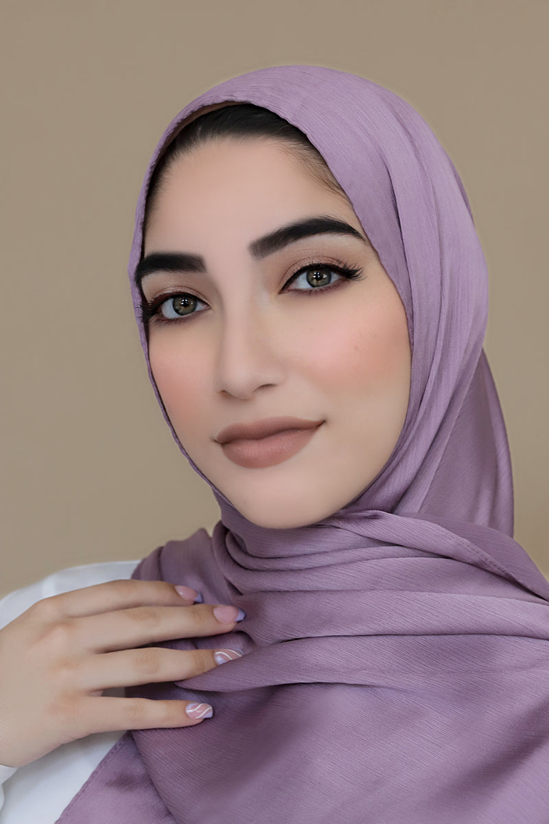 Satin Crinkle Hijab-Lavendar