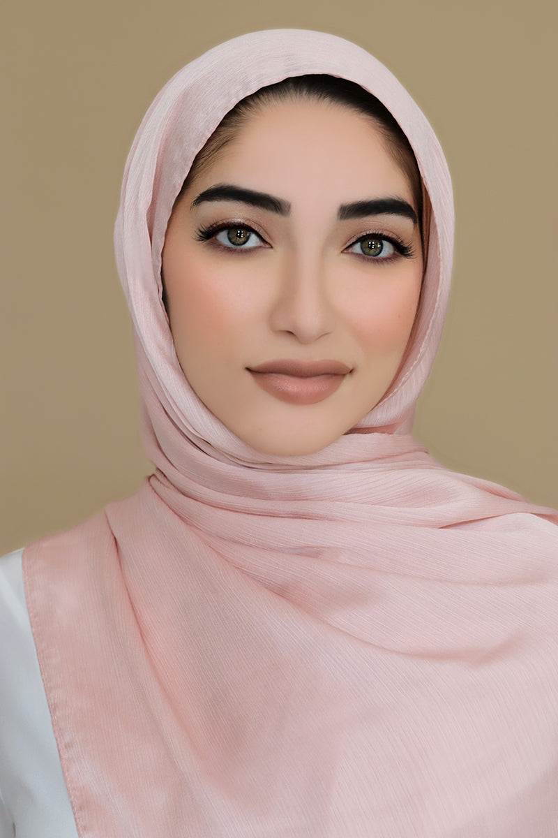 Satin Crinkle Hijab-Pink