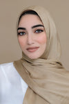 Satin Crinkle Hijab-Taupe