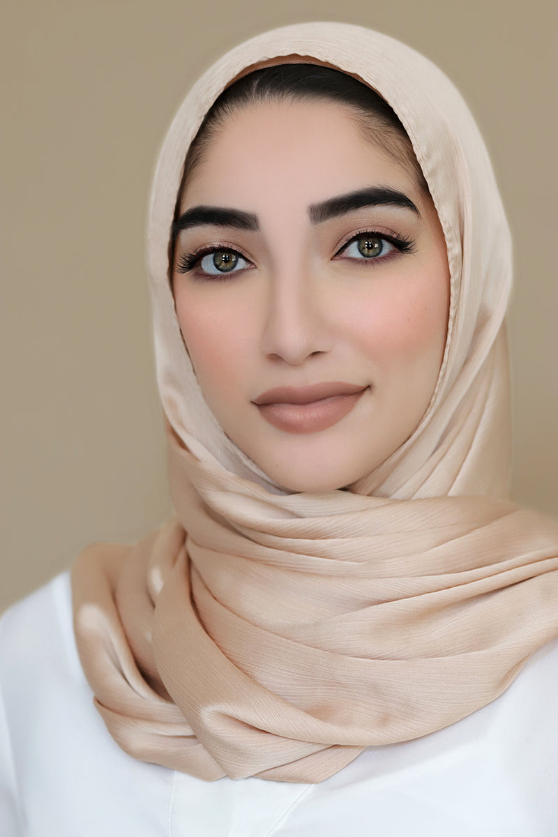 Satin Crinkle Hijab-Gold