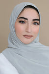 Basic Size Chiffon Hijab-Woodlawn Blue