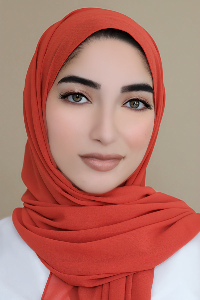 Basic Size Chiffon Hijab-Electric Orange