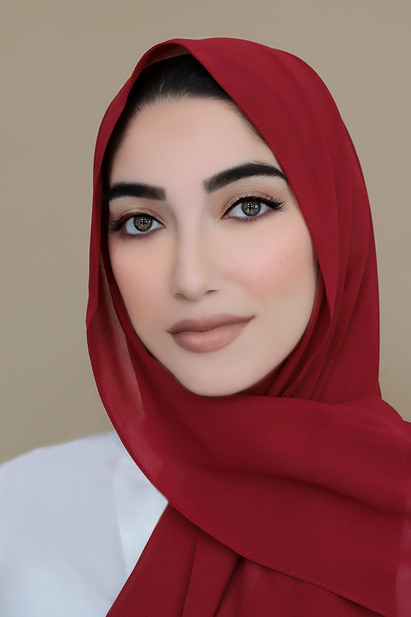 Basic Size Chiffon Hijab-Maroon