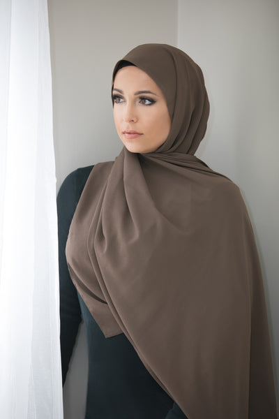 Basic Size Chiffon Hijab-Light Brown