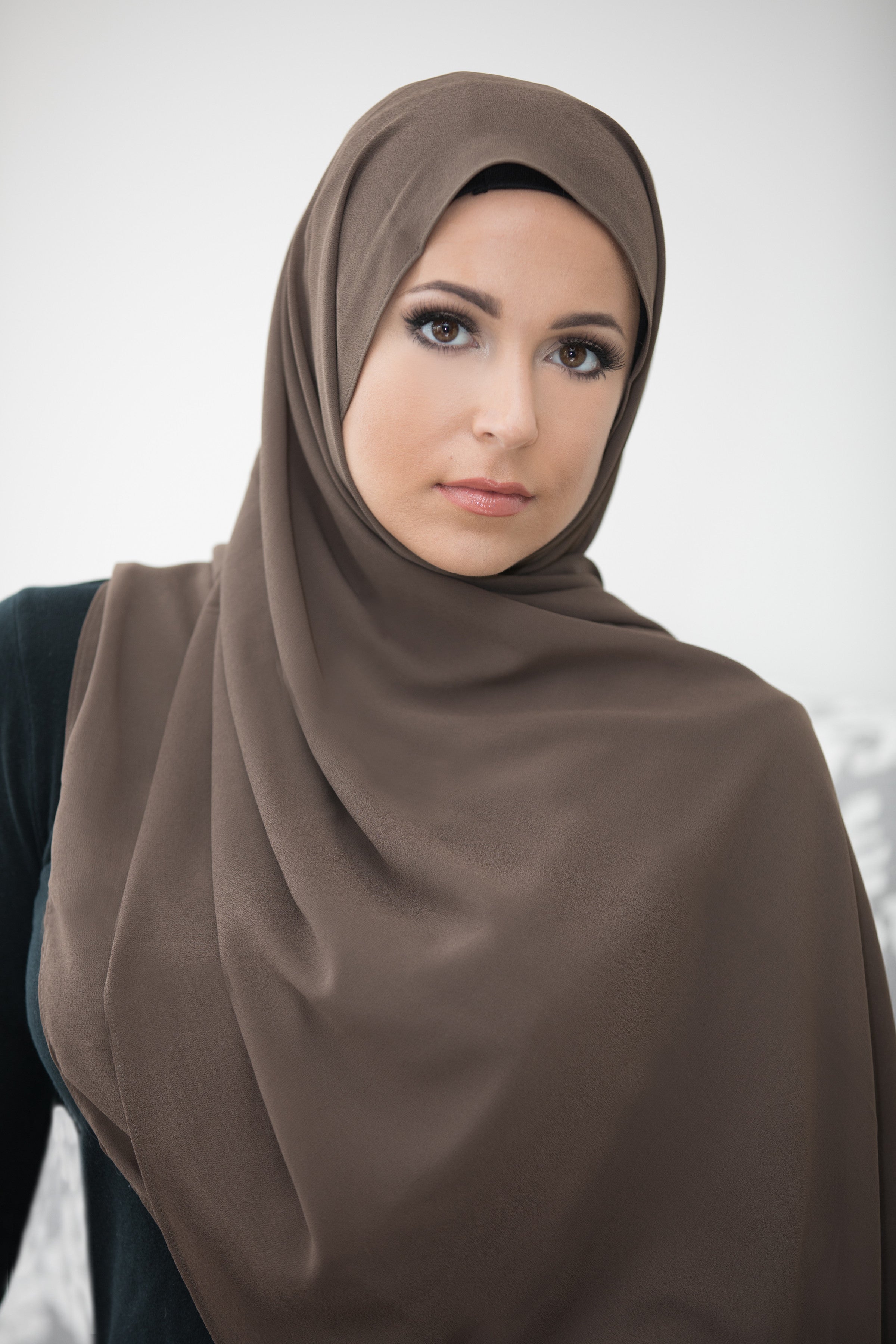 Basic Size Chiffon Hijab-Light Brown