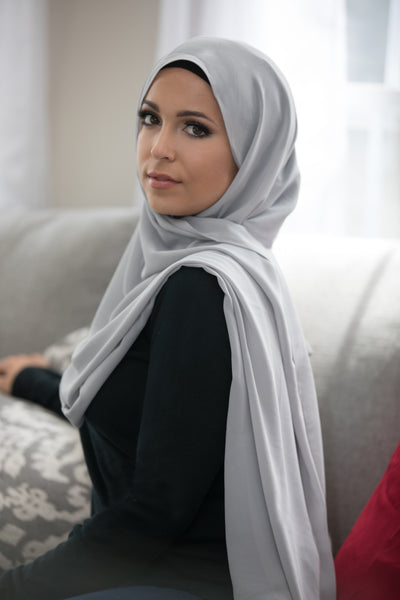 Basic Size Chiffon Hijab-Light Gray