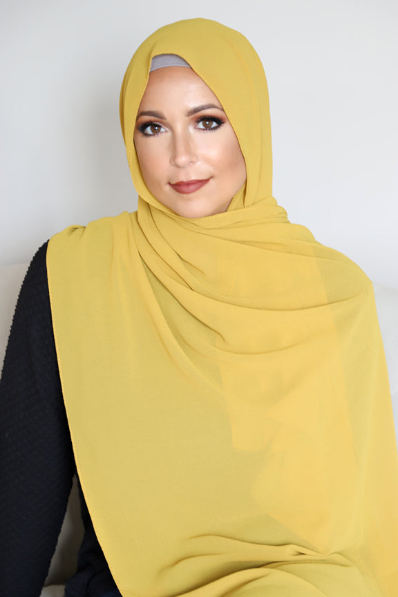 Basic Size Chiffon Hijab-Mustard