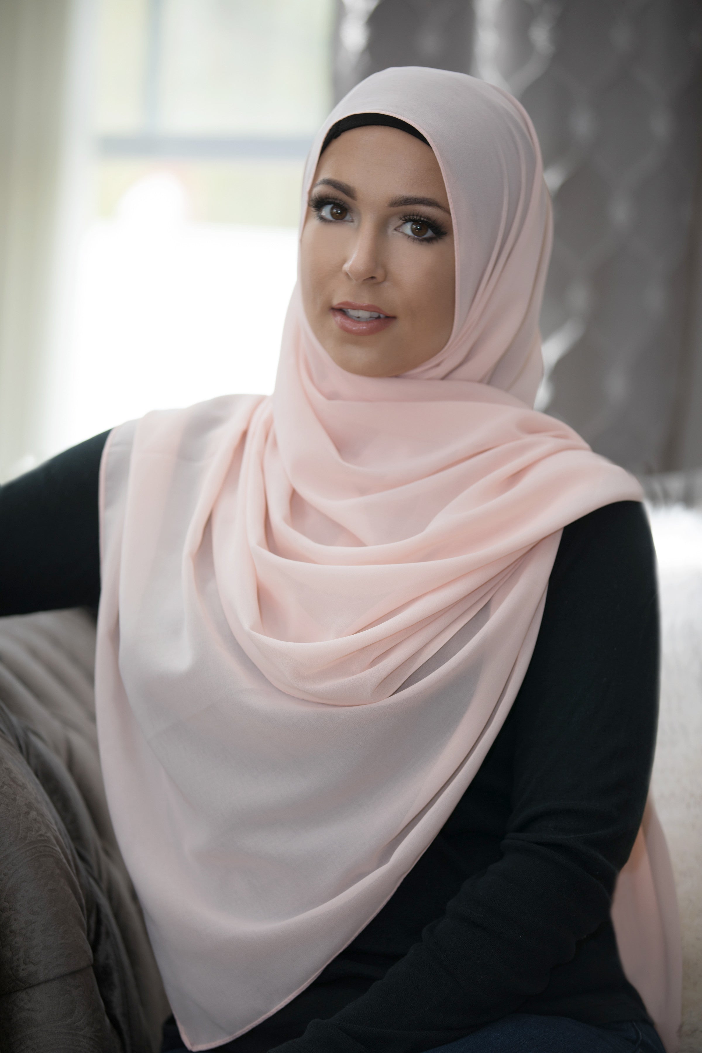 Basic Size Chiffon Hijab-Peach