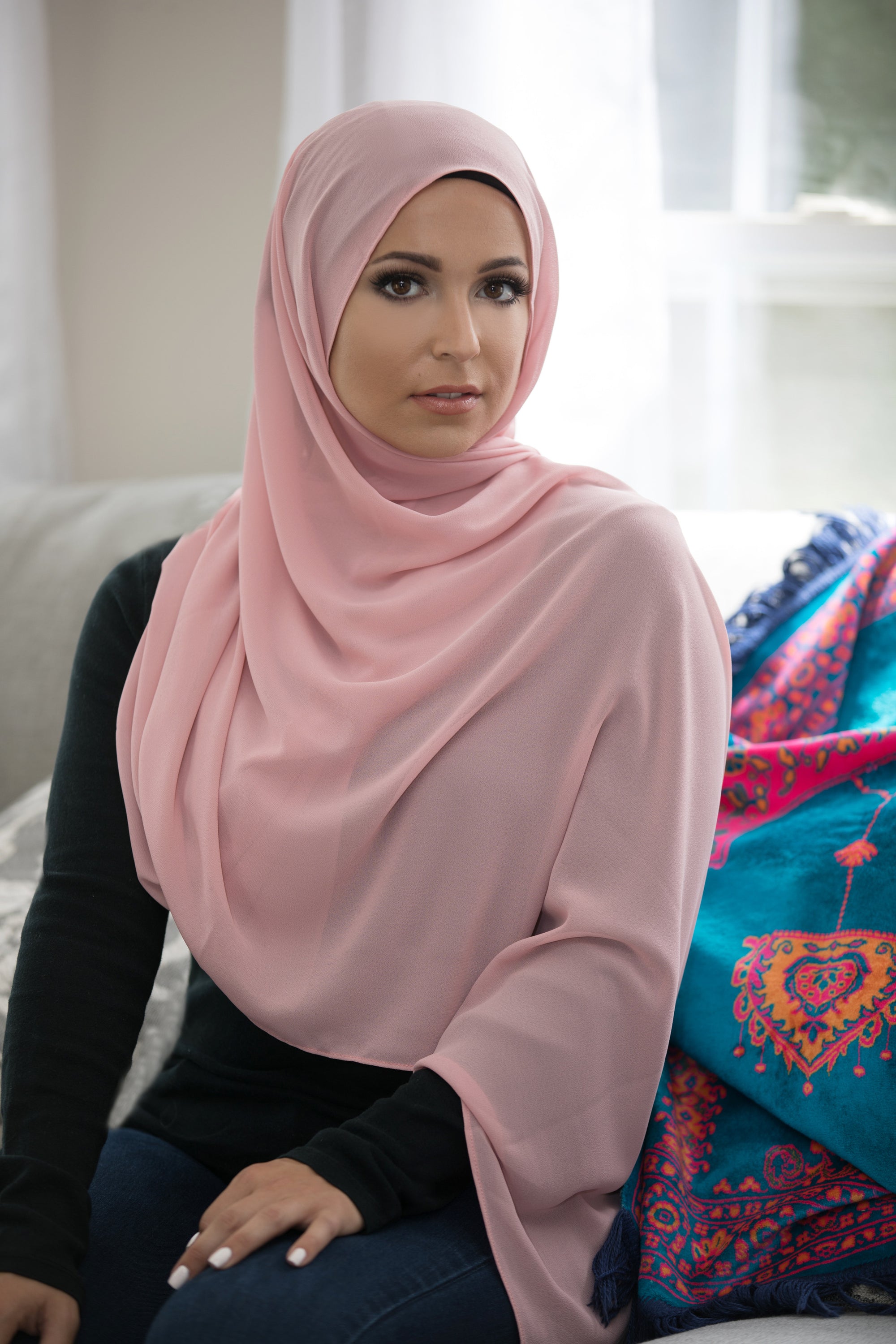 Basic Size Chiffon Hijab-Rose Pink