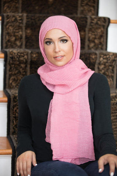 Pleated Light Hijab-Pink