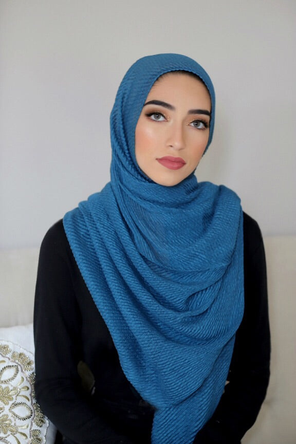 PLEATED LIGHT HIJAB-TURQUOISE