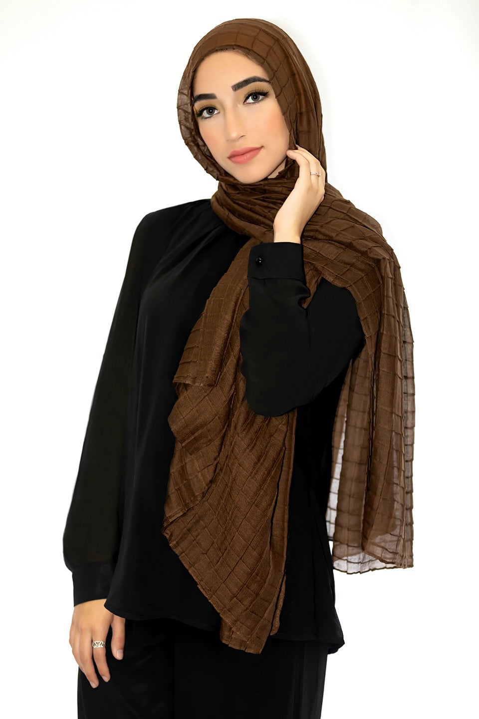 All Boxed Up Light Hijab-Brown