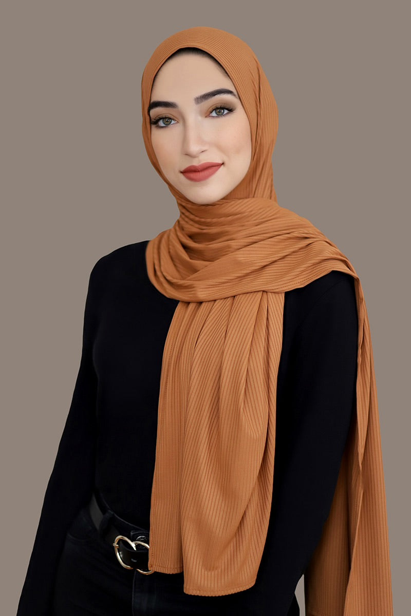 Ribbed Jersey Hijab-Amber