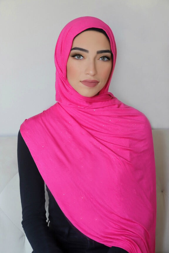 Shimmer Jersey Hijab-Fuschia