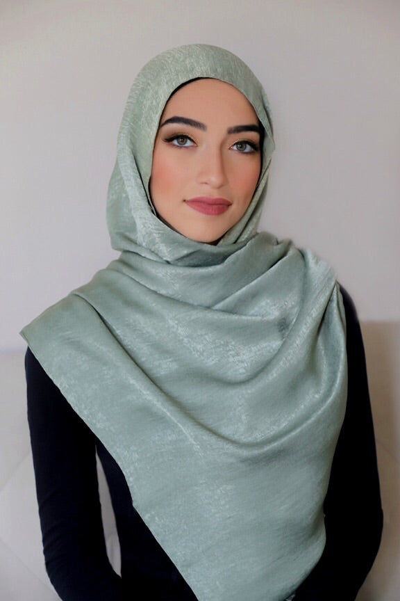 Metallic Shimmer Hijab-Sage