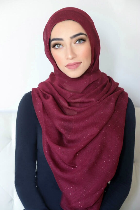 Gold Dust Light Hijab-Maroon