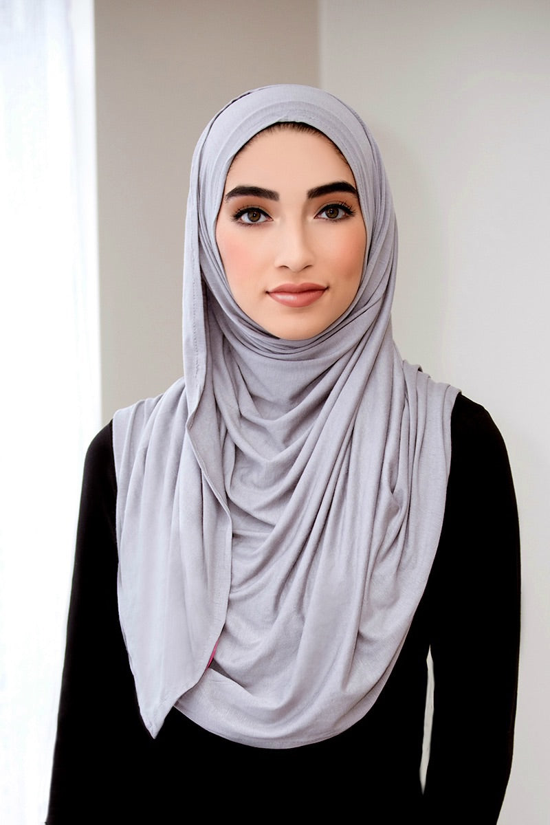 Instant Jersey Hijab-Light Gray