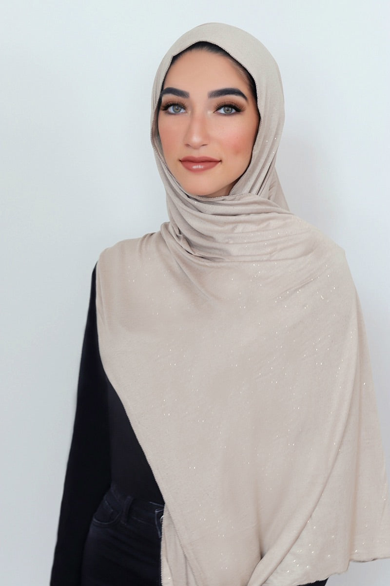 Small Shimmer Jersey HIjab-Seashell