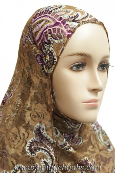Lace Hijab Paisley-Light Brown