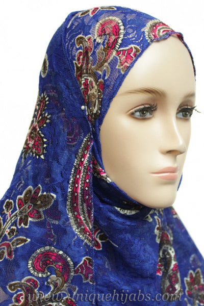Lace Hijab Paisley-Royal Blue