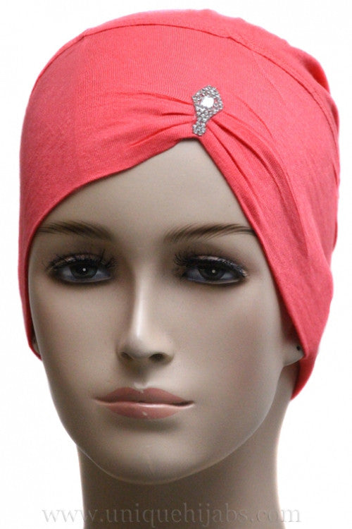 Jewel Pleat Bonnet-Coral